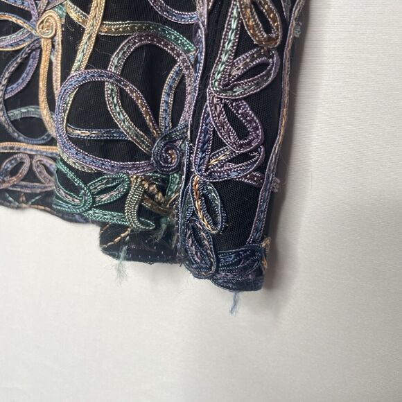 Y2K Women Full Zip Jacket XL Embroidered Floral Design Art to Wear Grunge Retro - Picture 7 of 10